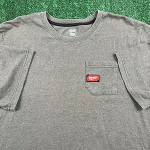 Milwaukee T-Shirt Men's 2XL Gray Short Sleeve Pocket Workwear Crewneck Cotton